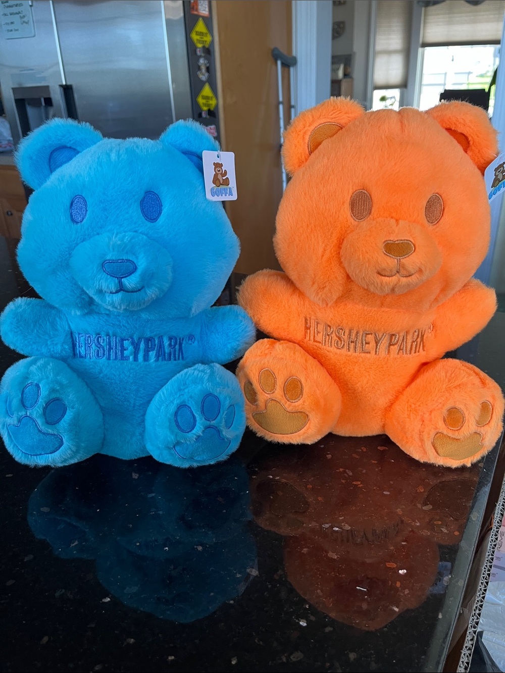 Hersheypark Fluorescent Orange or Blue Plush 11” Teddy Bear - Goffa - pick one